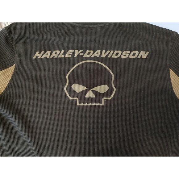 Men's Harley Davidson Willie G Skull Thermal Henley- Black Beauty - Medium - Picture 3 of 6